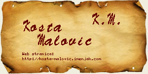 Kosta Malović vizit kartica